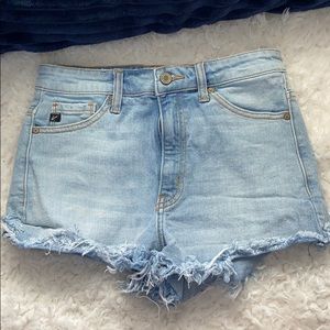 high wasted jean shorts.